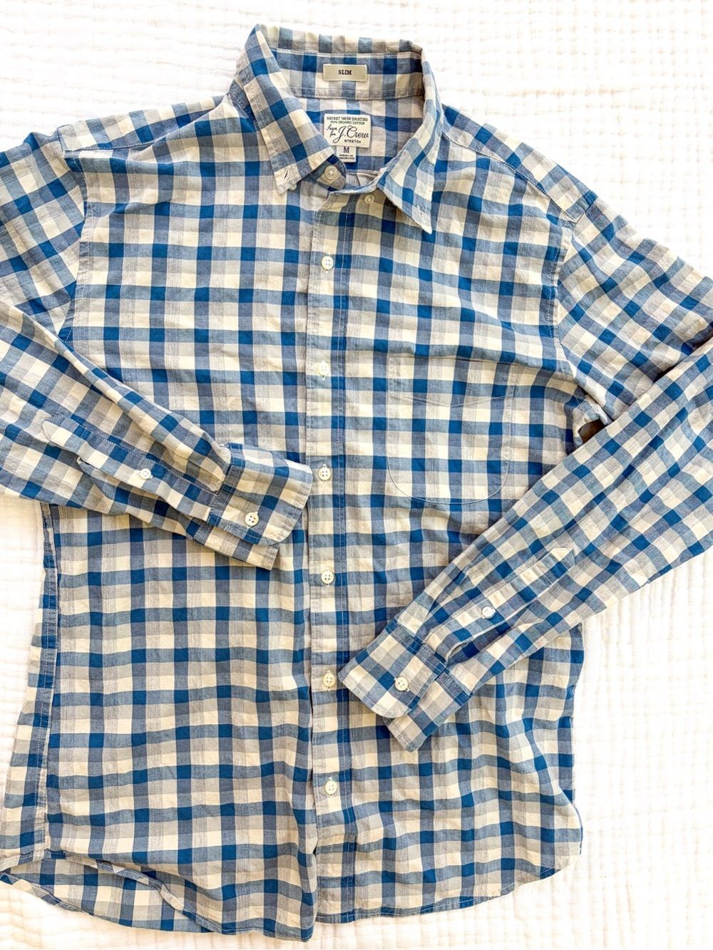 J.Crew Slim Secret Wash Organic Cotton Plaid Shirt Medium